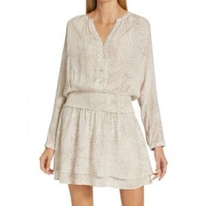 RAILS Jasmine Tan Watercolor Leopard Print Tiered Mini Dress Size Women's Small